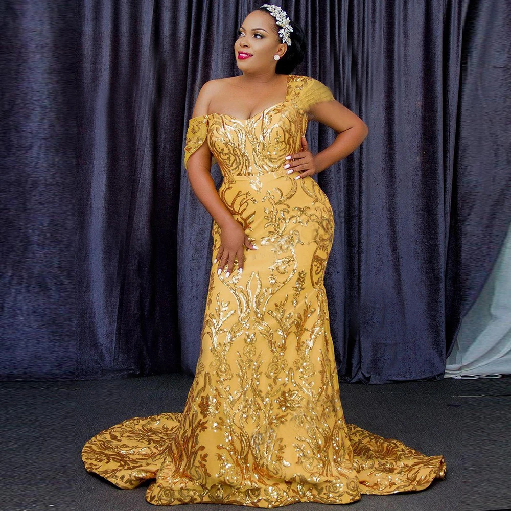 

Arabic Plus Size Lace Sequin Mermaid Evening Dresses Sweeptheart Prom Dress Elegant Satin Train Formal Party Gowns vestido de