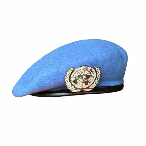 ГОЛУБОЙ БЕРЕТ ООН, шапка унисекс для военных сил, шапка с значком, размер 58 59 60 см