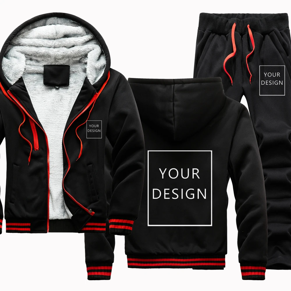 

Спортивные костюмы для мужчин ваш собственный дизайн, толстый флисовый костюм с капюшоном, фирменный логотип/изображение на заказ, комплек...