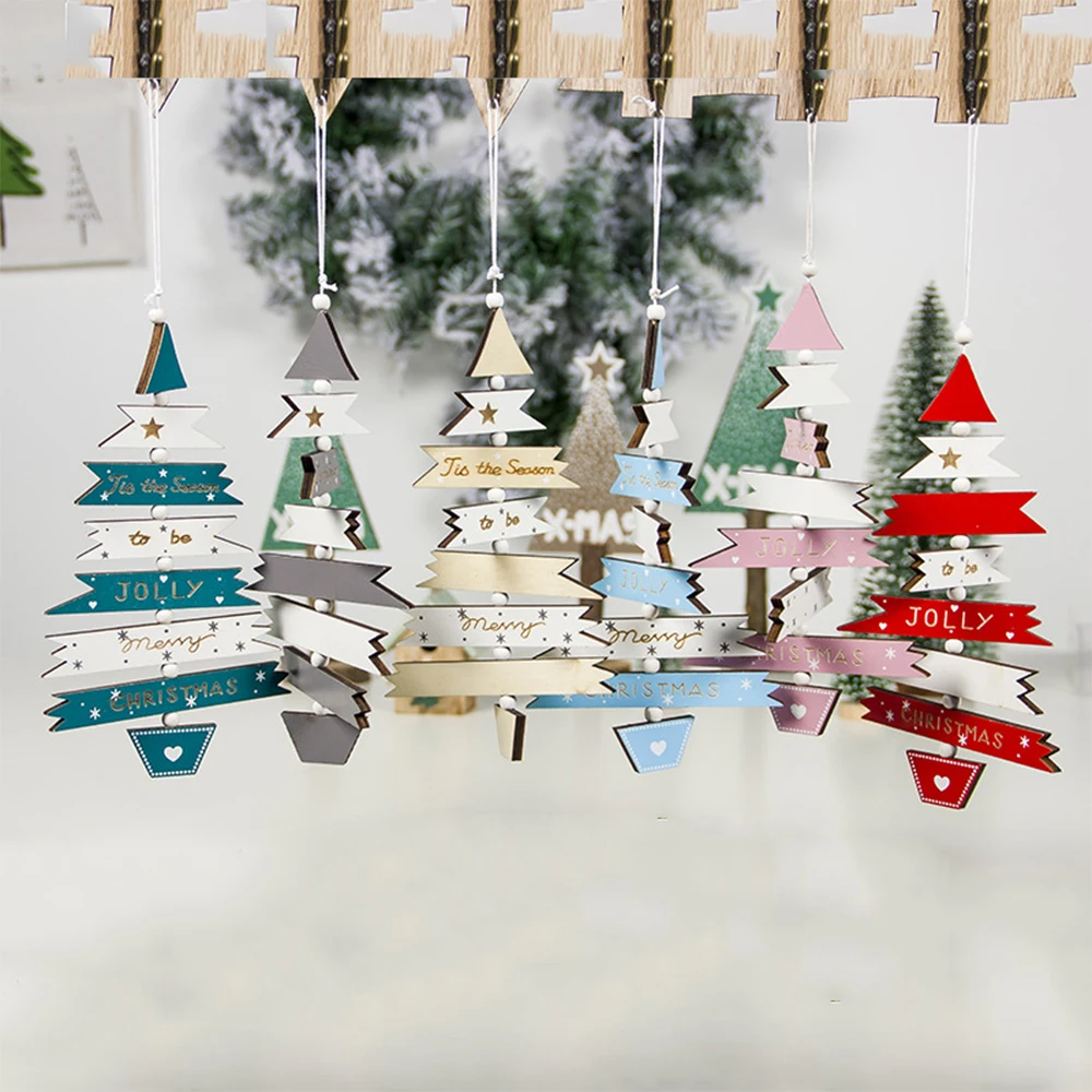 

New Year Natural Wood Christmas Tree Ornament Wooden Pendant Xmas Gift Noel Christmas Decoration For Wedding Home Decor Hot