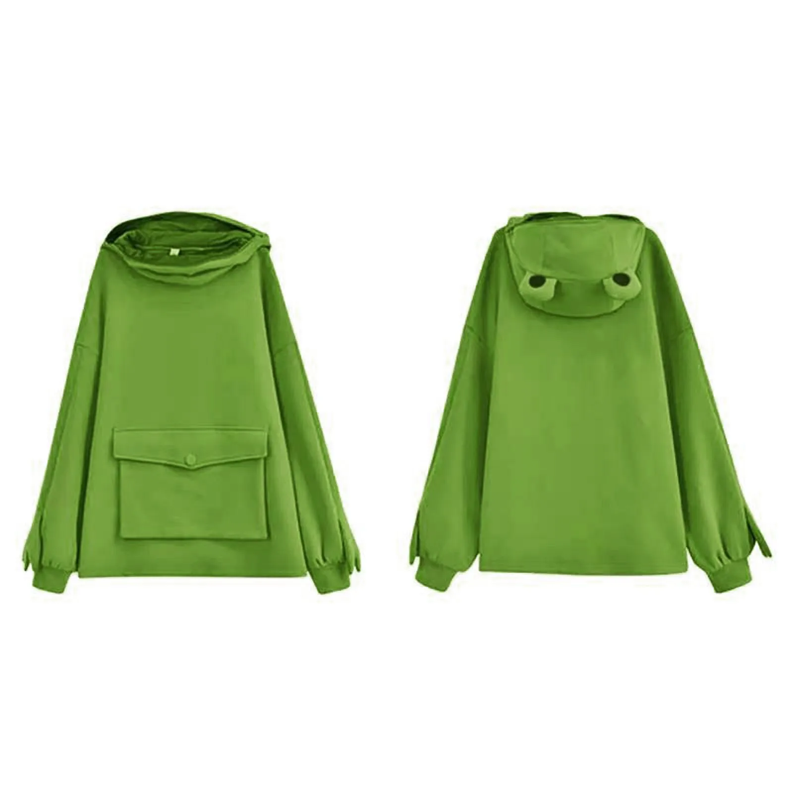 

SAGACE Women's Sweatershirt Frog Shape Hooded Long Sleeve Hoodies Stitching Three-Dimensional Pocket Cute Design Pullover