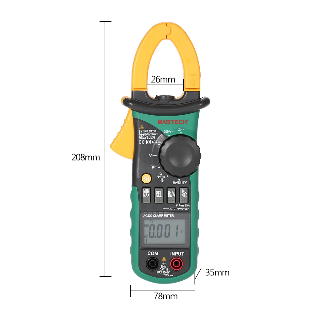 Mastech MS2108A цифровой мультиметр с зажимом частота Макс./мин. Значение измерения удерживающая лампочка сумка для переноски