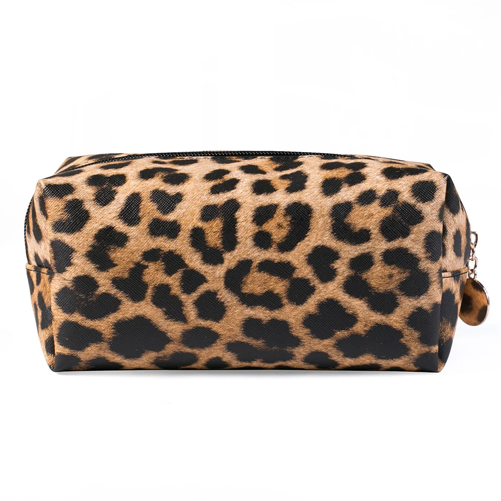 

Women Storage Pouch Leopard Print PU Leather Purse Fashion Travel Clutch Cosmetic Bag Multifunctional Large Capacity Practical