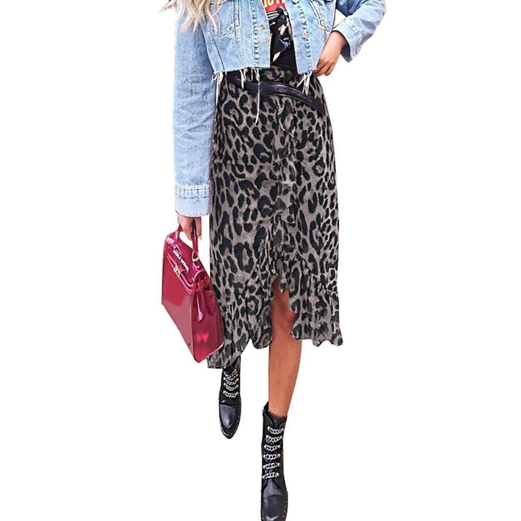 Сексуальные женские юбки с высокой талией повседневные леопардовые винтажные