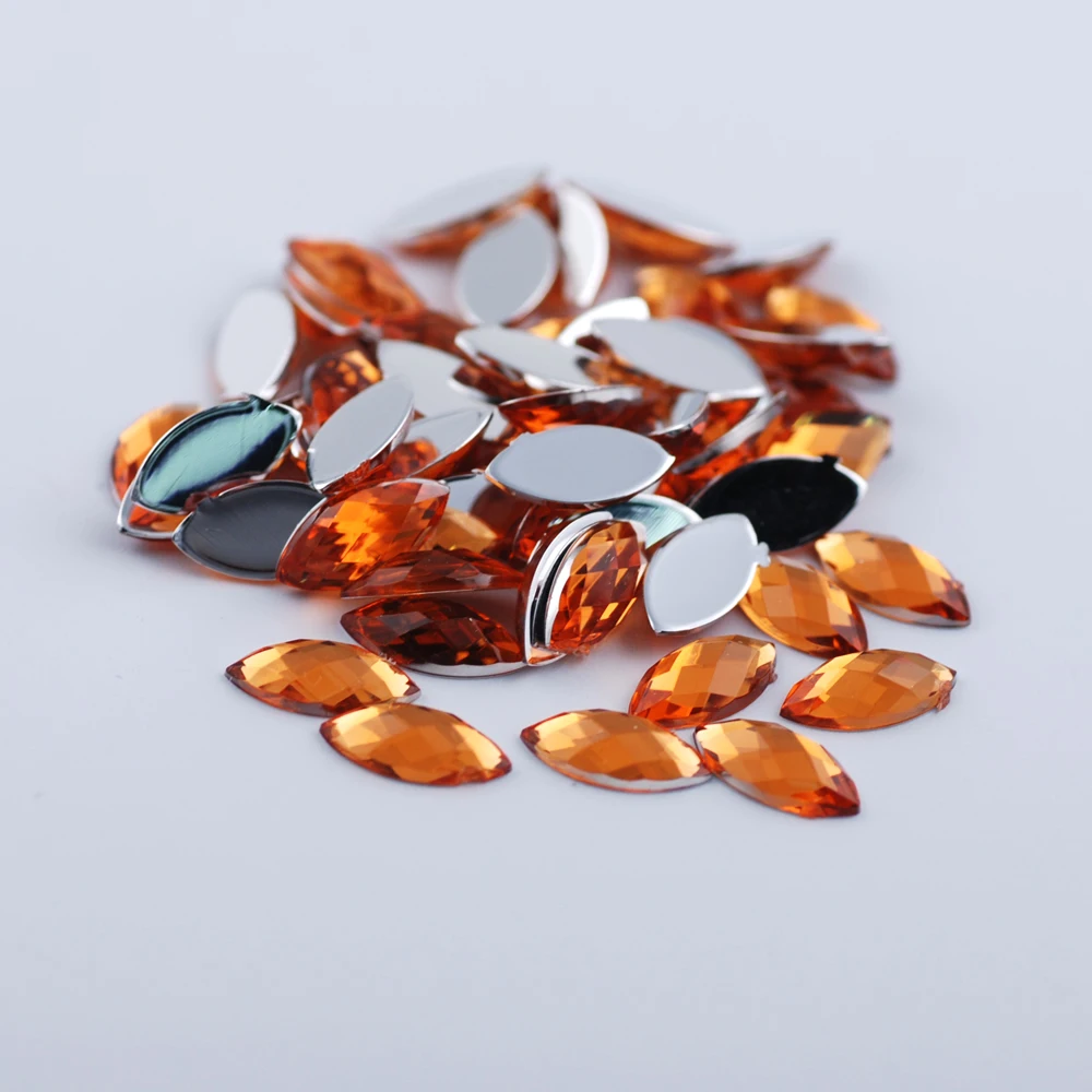 Orange 5x10 мм, 100 штук, плоская задняя сторона, маркиза, грань земли, прозрачный кристалл, цветные акриловые стразы, бусины для украшения своими руками - Цвет: Orange