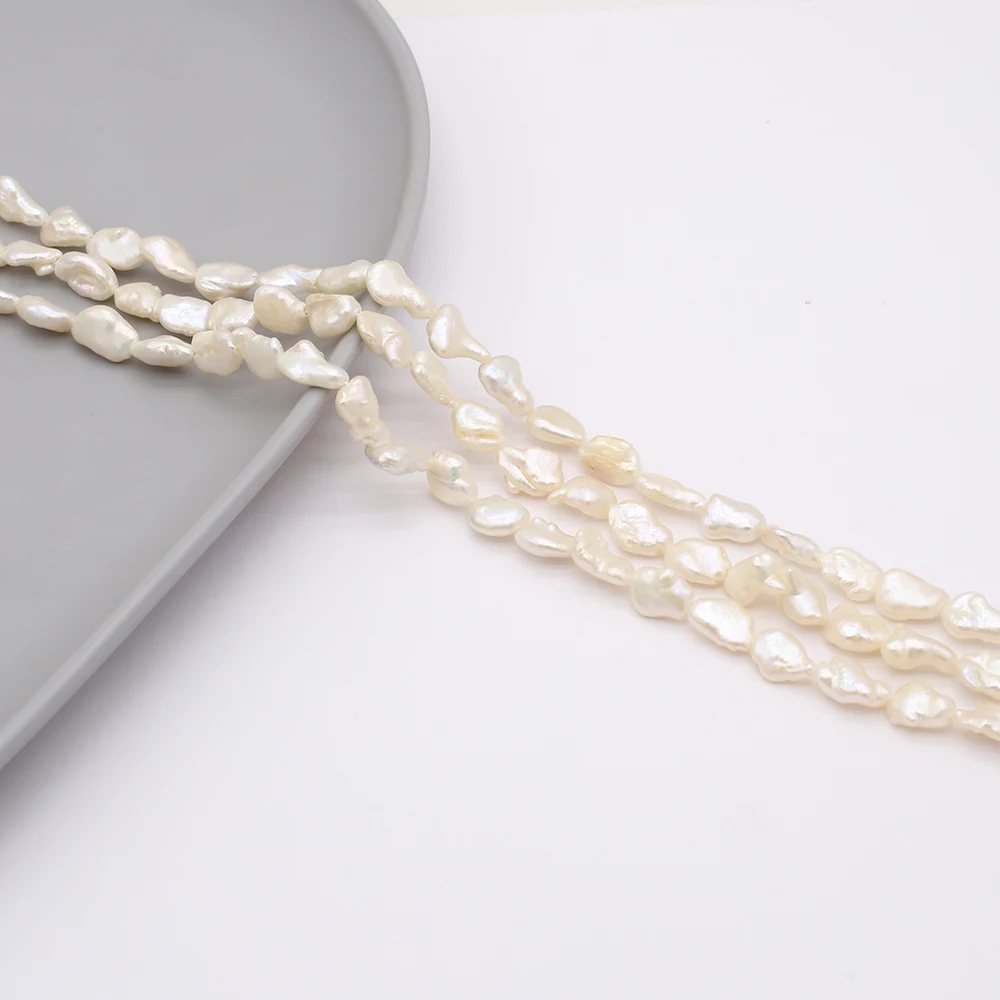 

Natural Freshwater Pearl White Straight Hole Thin Regenerated Bead 7-8mm For Jewelry Making DIY Necklace Accessory Gift 36CM 1PC