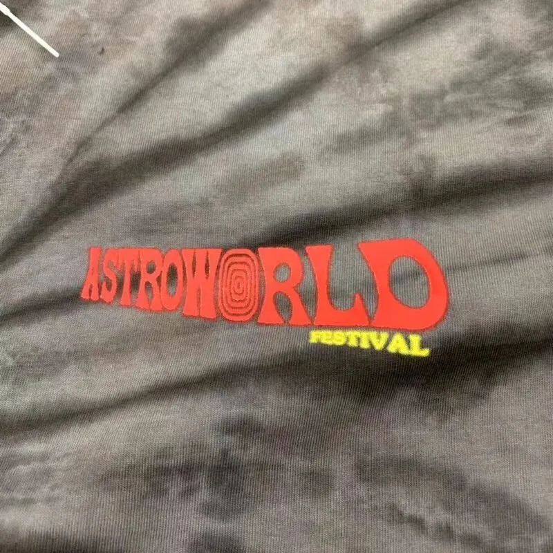 19FW Astroworld Трэвиса Скотта фестиваль тройник галстук краситель Тройник Мужчины