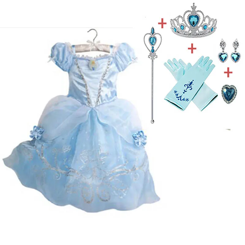 Летнее платье для девочек детский элегантный костюм принцессы детей Золушки