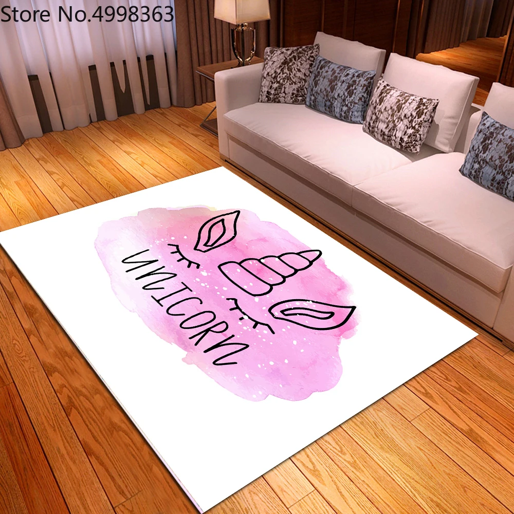 Unicorn Carpet Cartoon Polyester Area Rugs Animals Kids Bedroom Living Room Decor Floor Mats Entrance Doormats Anti Slip Mat | Дом и сад