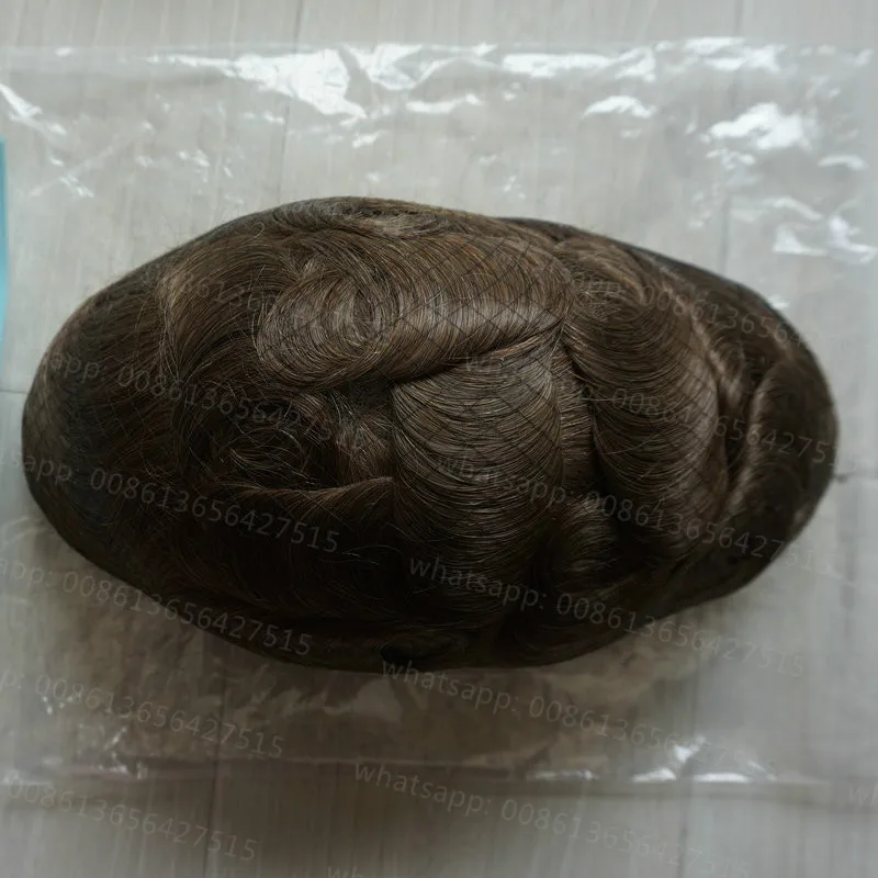 Hstonir Для мужчин парик Швейцарский Кружево натуральный Волосы Remy системы замены парики H074 - Парик Цвет: 18#