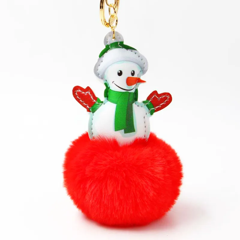 Брелок для ключей с меховым помпоном в виде снеговика дерева|Брелоки| |