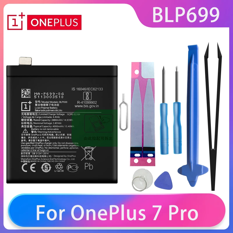 Оригинальный аккумулятор для телефона OnePlus 7 Pro One Plus 7Pro BLP699 4000 мАч батареи большой