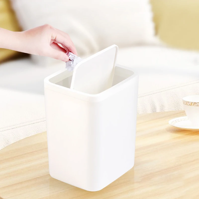 

Desktop Trash Can Small Mini Garbage Can Plastic Dustbin With Shake Cover For Home Office Poubelle De Cuisine