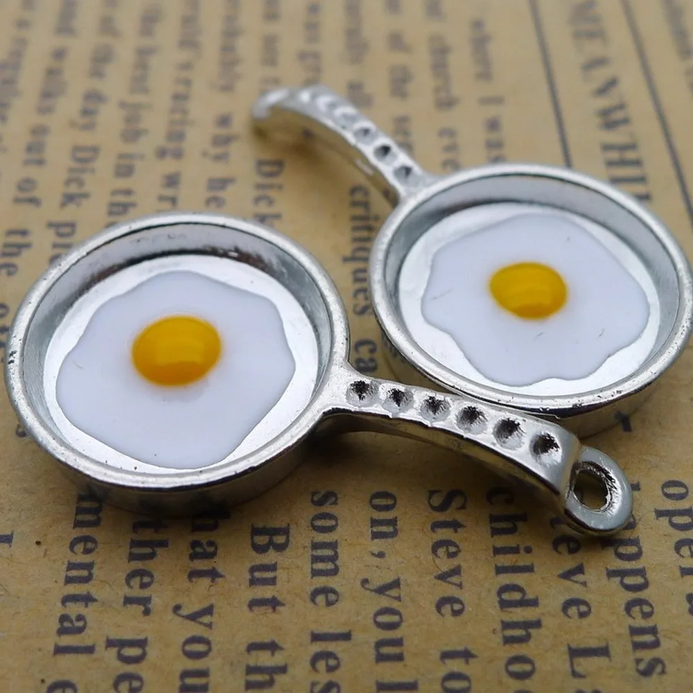 

20pcs Omelette Pan Charms 17mm x 32mm DIY Jewelry Making Pendant antique silver color