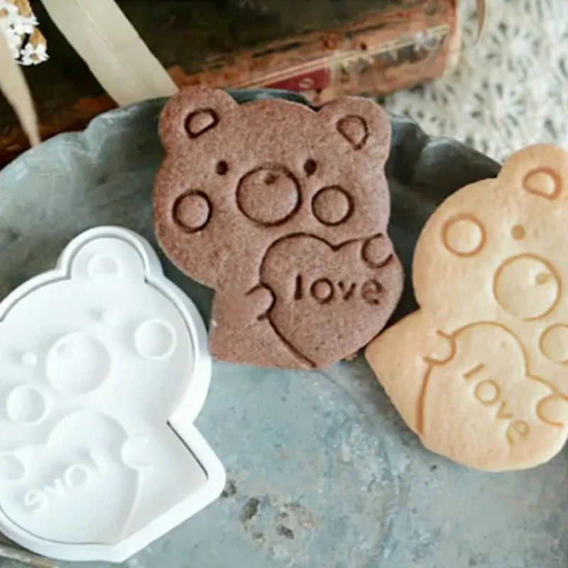 

Форма для печенья «Медведь» на День святого Валентина, мультяшная форма для глазировки шоколадом, печенья, резак, Пластиковая форма для пом...