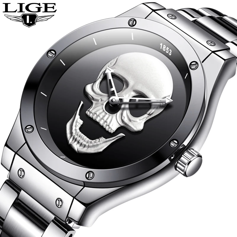 Часы наручные LIGE Мужские кварцевые деловые брендовые Роскошные