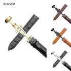 Высококачественный кожаный ремешок для часов диаметром 14-24 мм, ремешок с пряжкой-бабочкой, ремешок для наручных часов со стальной пряжкой, браслет