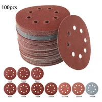 50100pcsset sandpaper round shape 125mm sanding discs hook loop sanding paper buffing sheet sandpaper 8 hole polishing pad