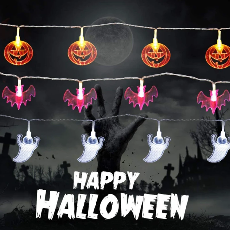 

1.5m-3m 10Led-20Led Halloween Pumpkin Ghost Spider LED String Lights Holiday Bar Family Party Decoration Halloween Decorations