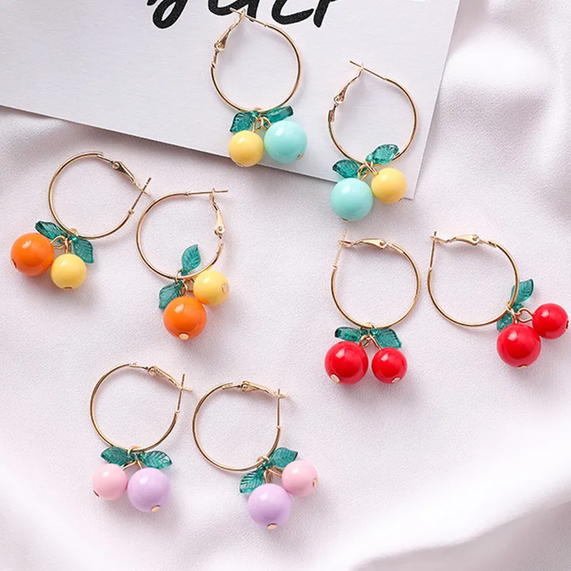 Корейские акриловые милый оранжевый серьги с фруктами Висячие капли Новинка еда