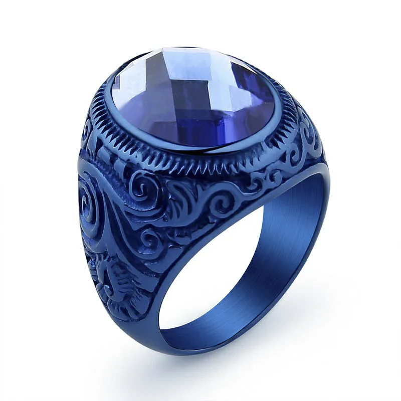 Valily Jewelry женские кольца синего цвета с украшением в виде кристаллов из Властелина Колец Винтаж Nobel дворец кольца для Для мужчин Нержавеющая сталь обручальные кольца золото