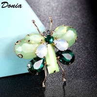 donia jewelry cute green rhinestone butterfly brooch for men fashion women retro pin brooch statement punk hat and bag pin
