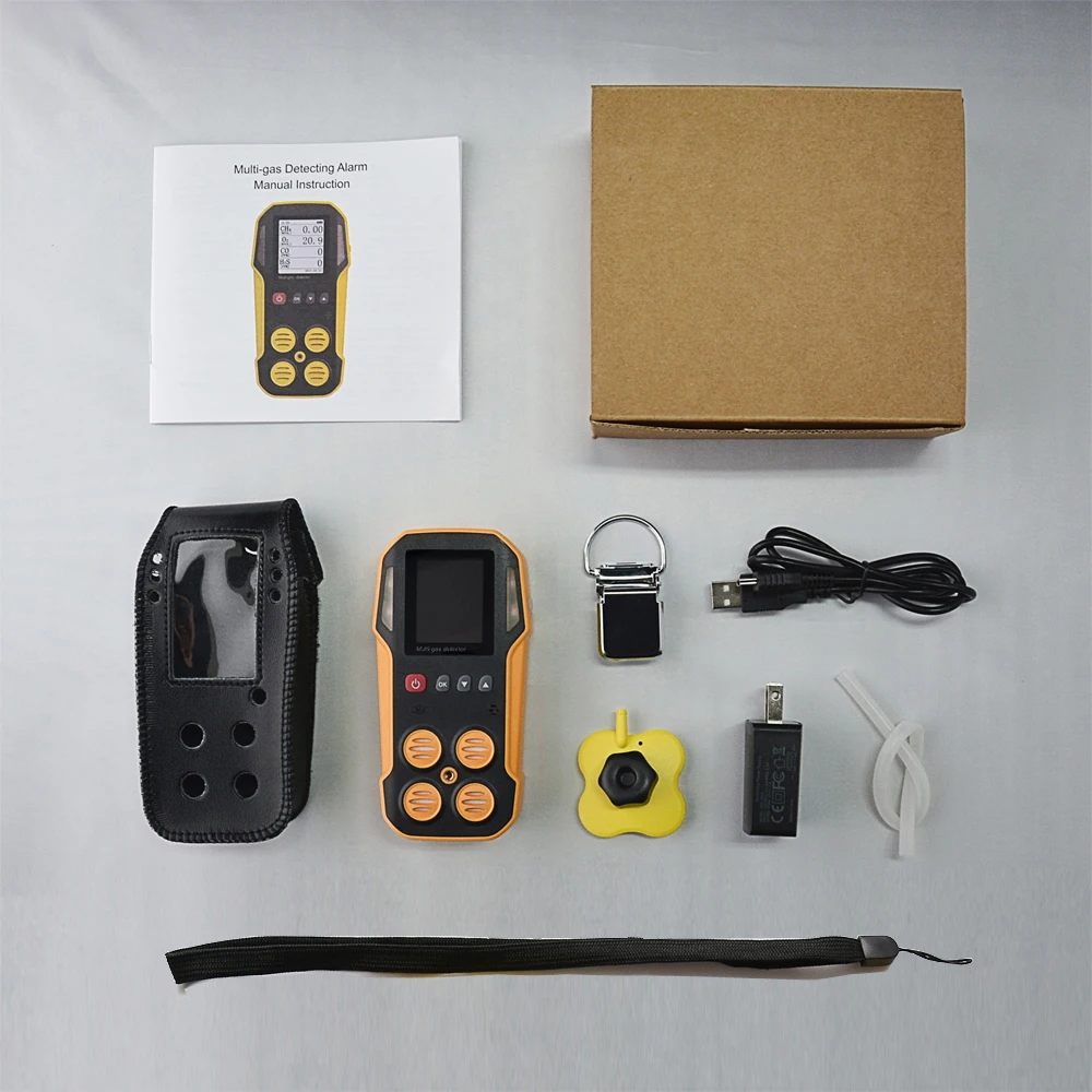 

4 in 1 O2 H2S CO Gas Detector with Gas Sampler Pump for Gas Leak Detector