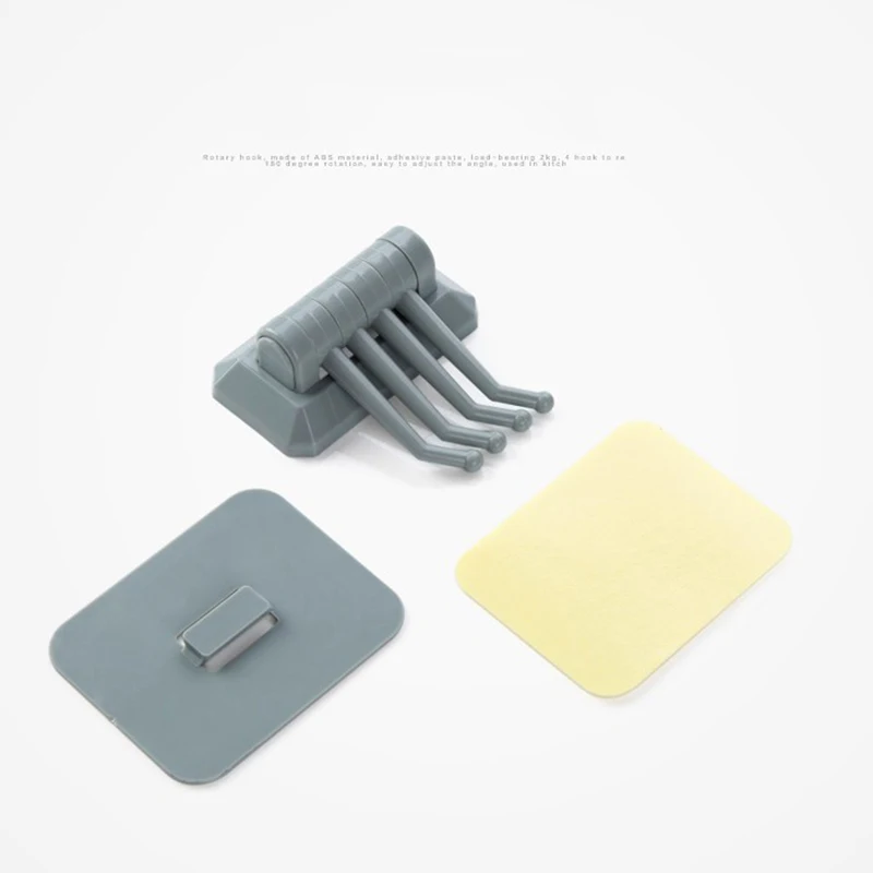 Practical Rotatable Plastic Hook Punch-free Bathroom Seamless Adhesive Wall Storage Rack Compact Wall-mounted Towel Holder | Дом и сад