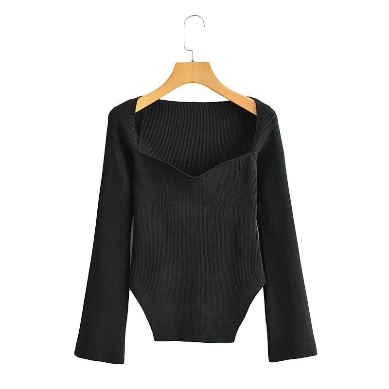 

2020 New Fashion Brand Women Sweater Square collar Casual Autumn Winter Sweater Women Knitted Pullover Sweater Long Sleeve