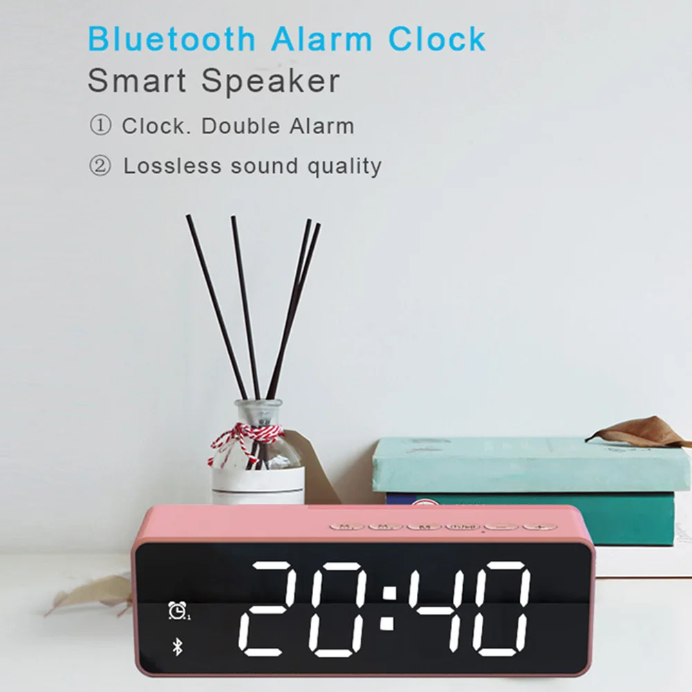 Цифровой будильник стерео Bluetooth динамик с картой памяти зеркальный тип FM-радио