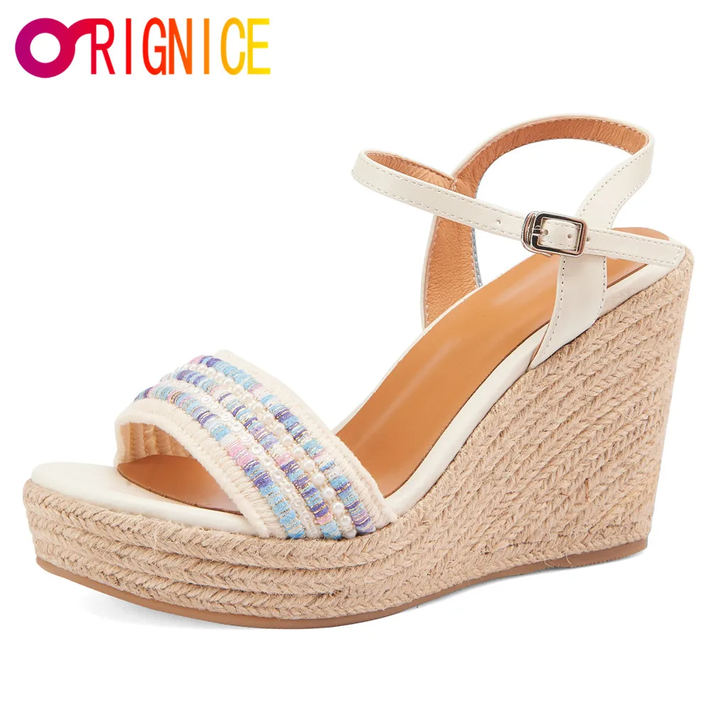 

Orignice Women 2021 Summer Braided Platform Gladiator Sandals Wedges High Heels Fish Mouth Buckle Dress Casual Wild Shoes