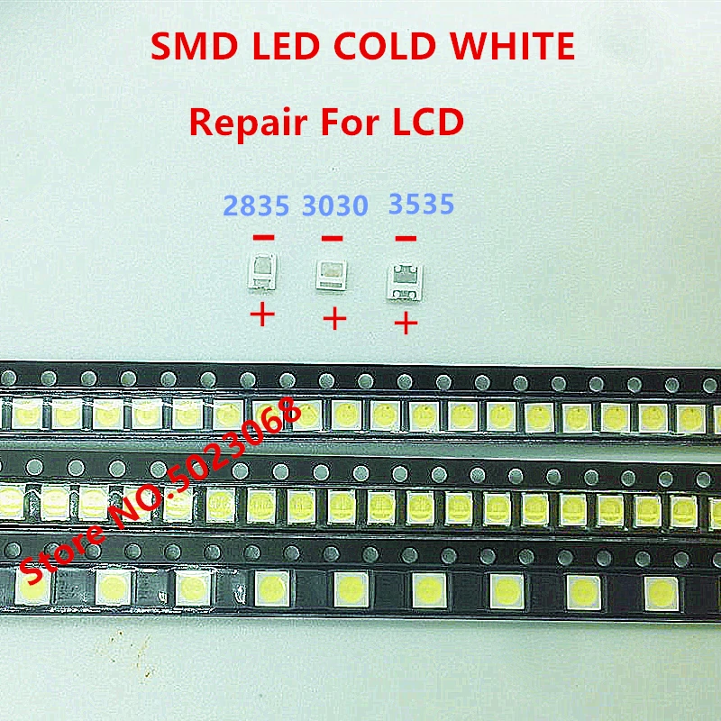 

500 шт. 2835/3030/3535 холодный белый SMD светодиодный комплект для ремонта подсветки телевизора СВЕТОДИОДНЫЙ ные лампы бусины для ЖК-подсветки