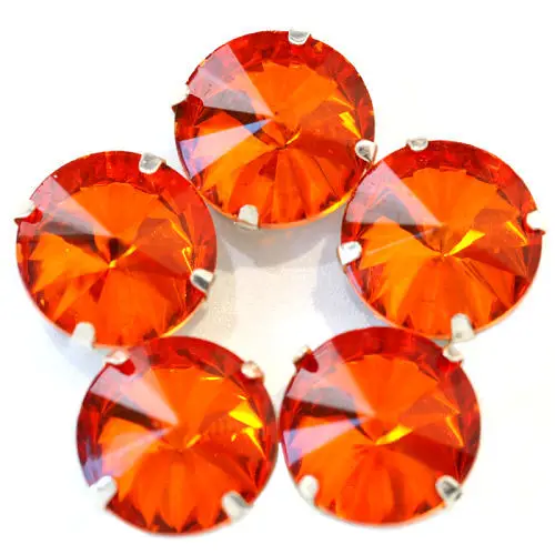 Orange Круглый Rivoli много цветов пришить коготь стразы прозрачные стеклянные стразы круглые пришить стразы украшения для свадебного платья Y1770 - Цвет: Orange