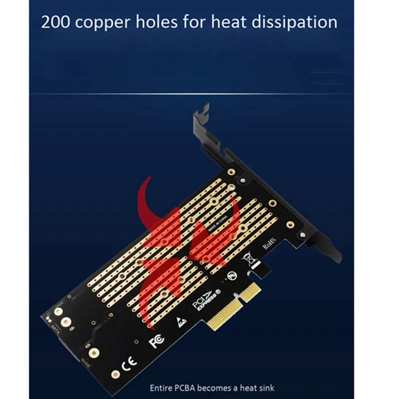 

JEYI 1 Set Adapter M Key B Key Dual Port Card & 1 Set M.2 X16 To 4X Nvme Pcie3.0 Gen3 X16 To 4Xnvme Raid Card