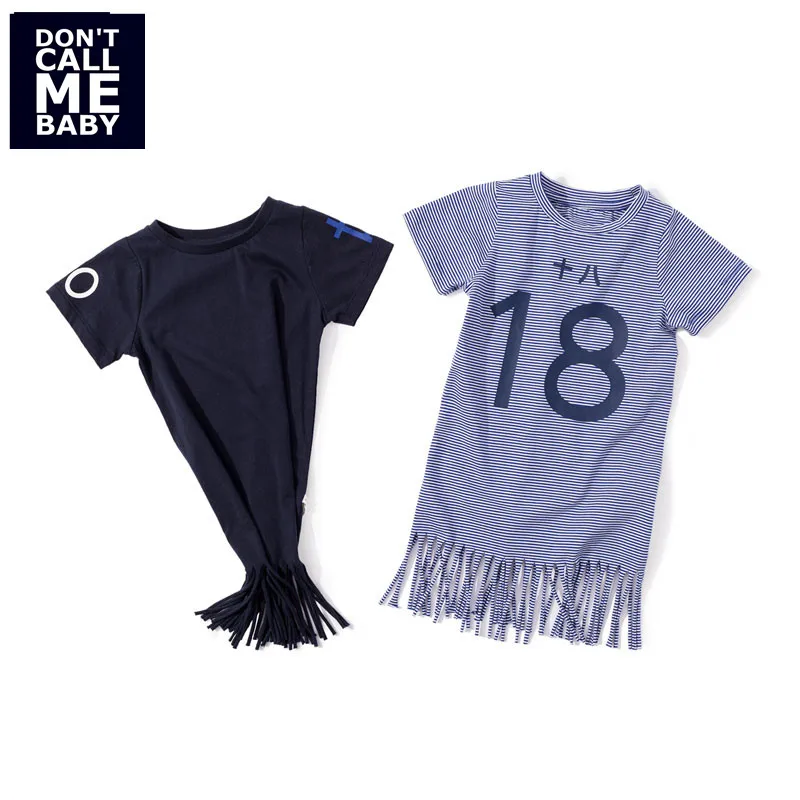 Mayas/летние детские платья средней длины в полоску с кисточками модные