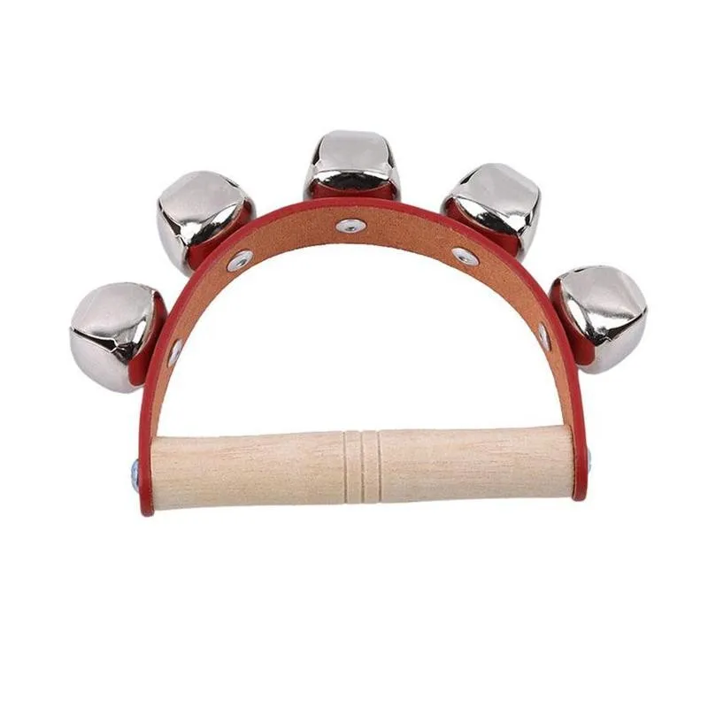 

Bell Percussion Instrument Five Bell Leather Hand Bell Rattles Bell Home Baby 1PC Decoration Bracelet Accessories Party A1S5