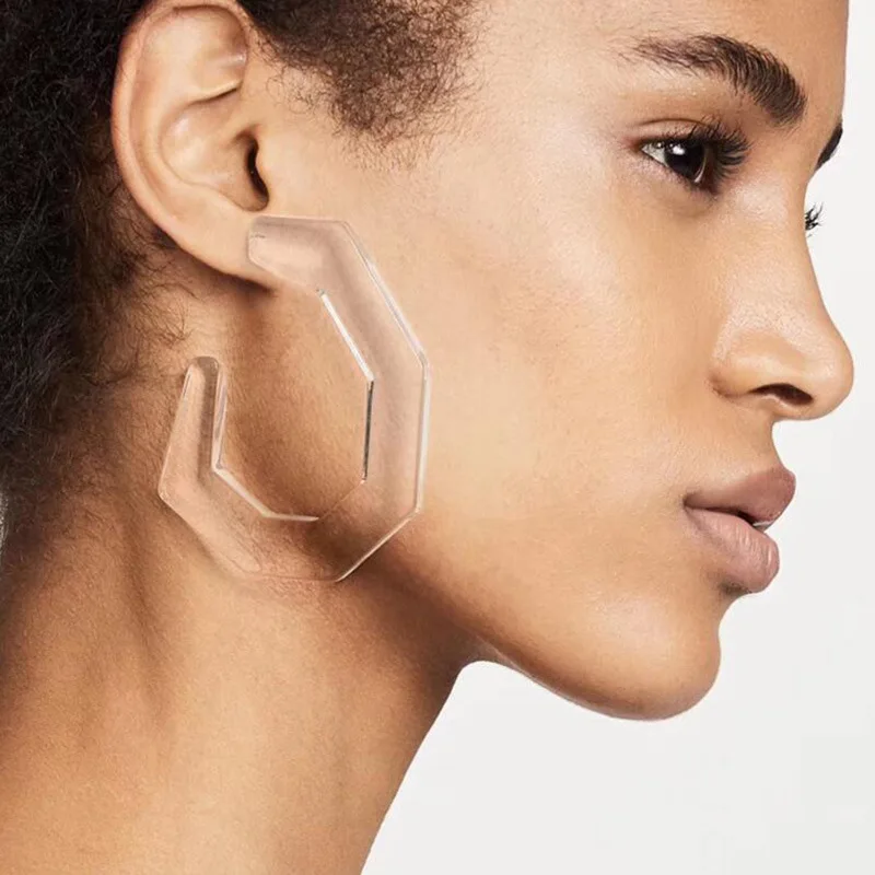 Женские акриловые серьги кольца M & G черные крупные из ацетатной смолы синего