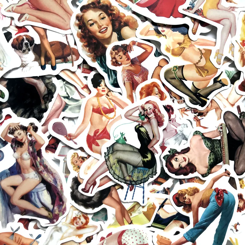 50 шт./лот сексуальные наклейки в стиле ретро для девушек мобильный телефон