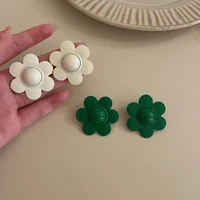 resin flower cute studs earrings for women acrylic white green simple ins style romantic ear stud fashion party valentine gift