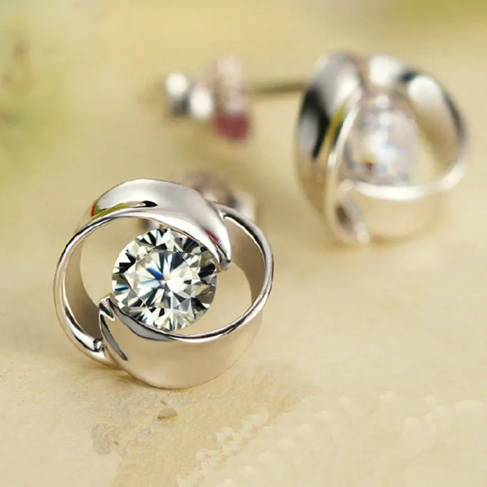 1 пара Красивые посеребренные Кристальные блестящие серьги-гвоздики женские