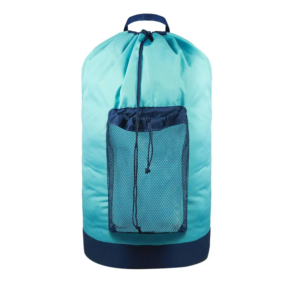 

College Mesh Pocket Travel Backpack Laundromat Washing Dorms Foldable Apartment Dirty Clothes Laundry Bag Drawstring Organizer