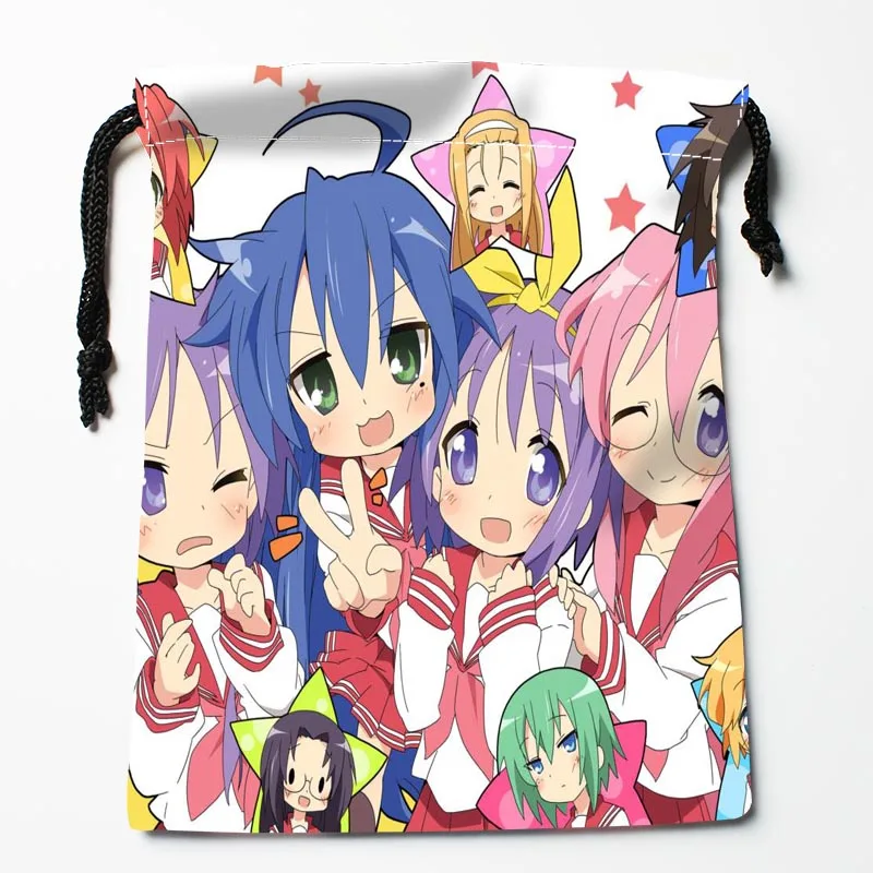 Лидер продаж сумки на шнурке Lucky Star для девочек с аниме принтом 18x22 см Мягкая