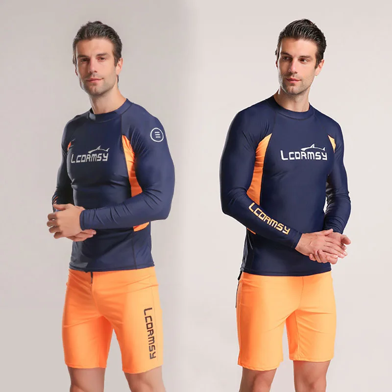 

Новый модный костюм для подводного плавания, узкий Мужской гидрокостюм для серфинга с длинным рукавом и разрезом, солнцезащитный костюм дл...