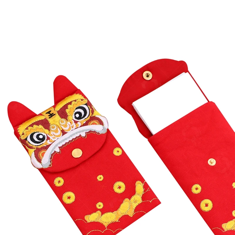 

Chinese Red Envelopes HongBao Gift Wrap Bag Embroidery Tiger Lucky Money Pockets for New Year 2022 Spring Festival