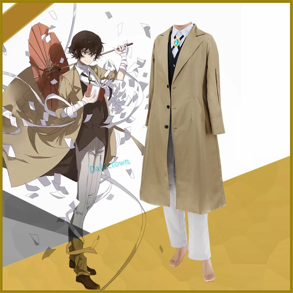 

Anime Bungo Stray Dogs Cosplay Costume Osamu Dazai Armed Detective Agency Member Uniform Jacket Coat Suit