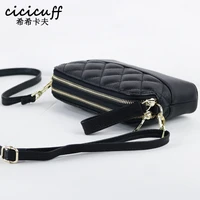 genuine leather clutch bag fashion small plaid crossbody bags for women luxury ladies double zipper shoulder bag clutch purse