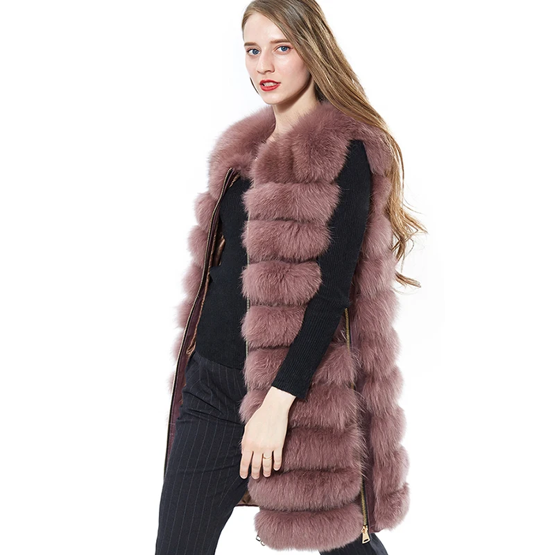 Из натурального меха лисы жилет натуральный длинные средний с молнией