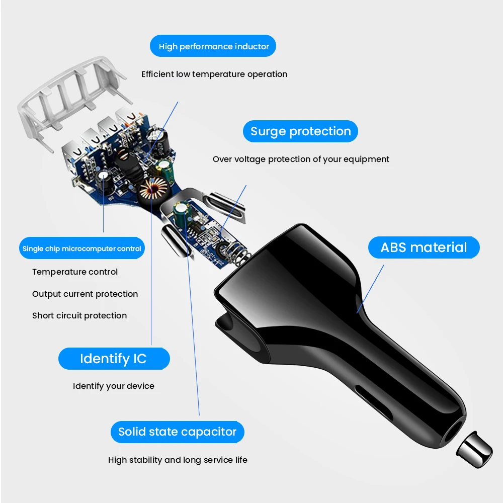 Автомобильное зарядное устройство с 4 USB-портами 3 А 12 В | Автомобили и мотоциклы