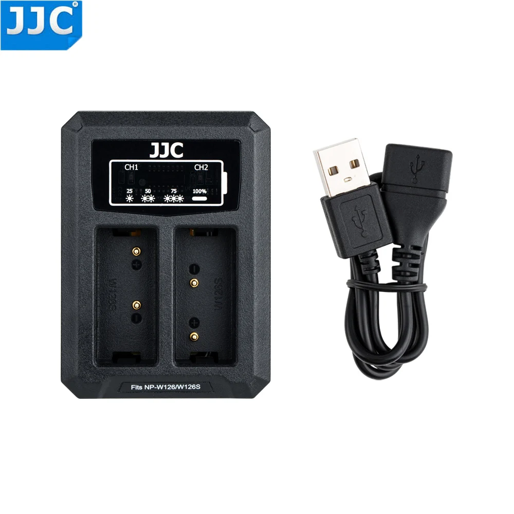 JJC USB Dual Батарея путешествия Зарядное устройство для цифровой фотокамеры Fuji Fujifilm NP-W126 NP-W126S X-T3 X100F X-H1 X-Pro2 X-Pro1 X-T2 X-T1 X-T30 X-T20