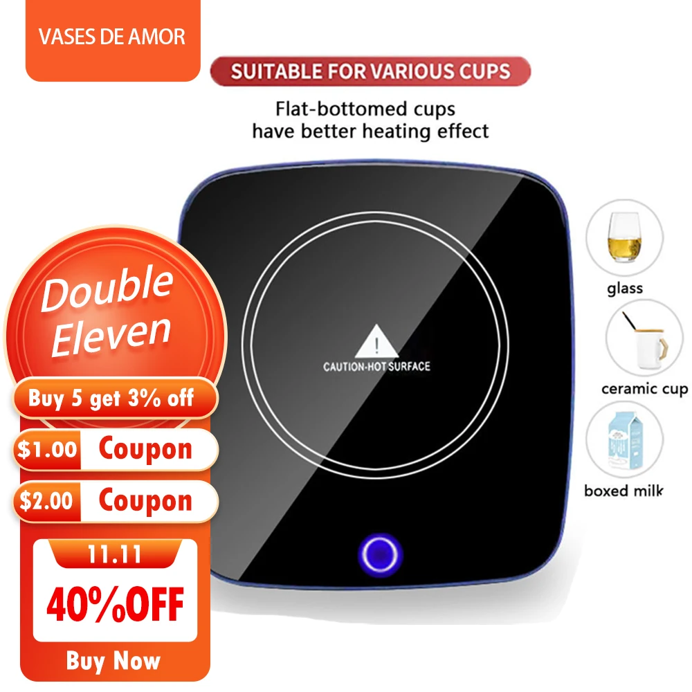 

Smart Coffee Cup Warmer with Timer for Office Desk Use Electric Beverage Warmer for Cocoa Tea Water Milk Temperature Settings
